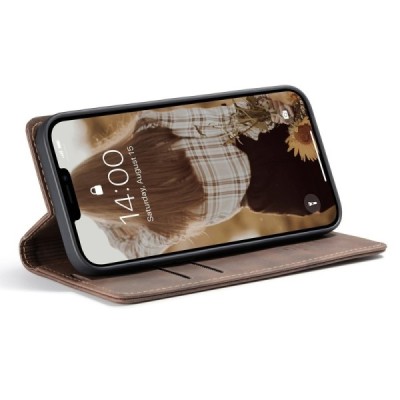 Apple iPhone 13 CaseMe Retro Solid Flip Case Book - Brown | Priedai.lt