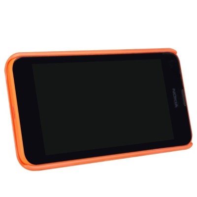 Nillkin Frosted Shield Nokia Lumia 530 oranžinis plastikinis dėklas + apsauginė ekrano plėvelė / Priedai.lt