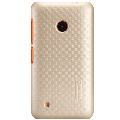 Nillkin Frosted Shield Nokia Lumia 530 auksinis plastikinis dėklas + apsauginė ekrano plėvelė / Priedai.lt