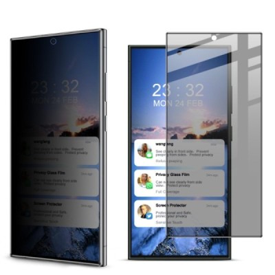 Samsung Galaxy S24 Ultra "IMAK" Tempered Glass privacy enhanced protection black full coverage screen protector | Priedai.lt