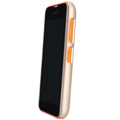 Nillkin Frosted Shield Nokia Lumia 530 auksinis plastikinis dėklas + apsauginė ekrano plėvelė / Priedai.lt