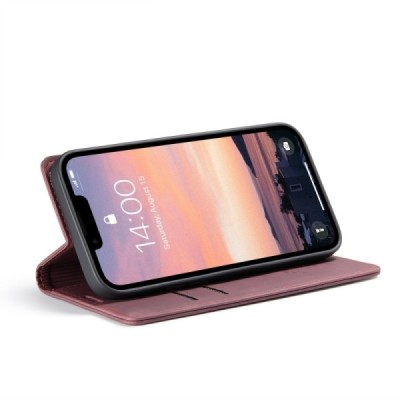 „CaseMe“ Retro Solid Flip Case - Burgundy (iPhone 17e / 16e)