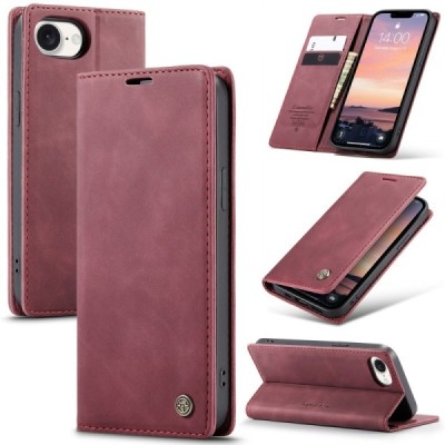 „CaseMe“ Retro Solid Flip Case - Burgundy (iPhone 17e / 16e)