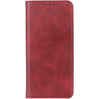 OnePlus 13 "Split" red leather flip case - book | Priedai.lt
