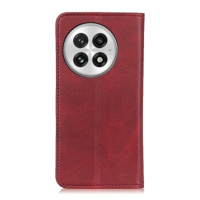 OnePlus 13 "Split" red leather flip case - book | Priedai.lt