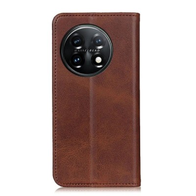 OnePlus 11 "Split" brown leather flip case - book | Priedai.lt