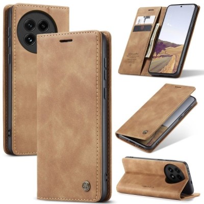 OnePlus 13 CaseMe Retro Solid Flip Case Book - Light Brown | Priedai.lt