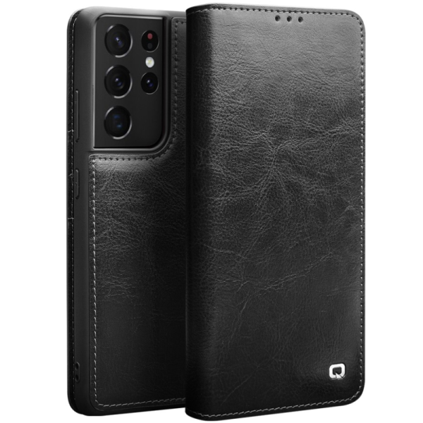 "QIALINO" flip case cover - black (Galaxy S21 Ultra)