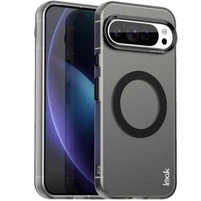 Google Pixel 9 (9 Pro) "IMAK" Candy MagSafe Hard Silicone TPU Matte Case Cover - Black | Priedai.lt