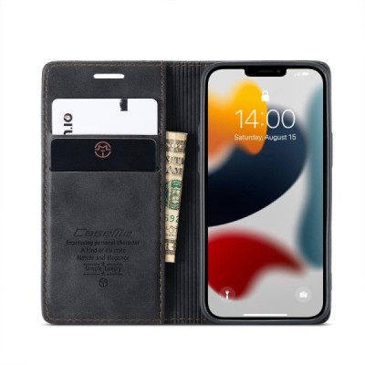 Apple iPhone 13 CaseMe Retro Solid Flip Case Book - Black | Priedai.lt