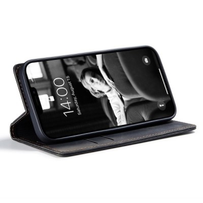Apple iPhone 13 CaseMe Retro Solid Flip Case Book - Black | Priedai.lt