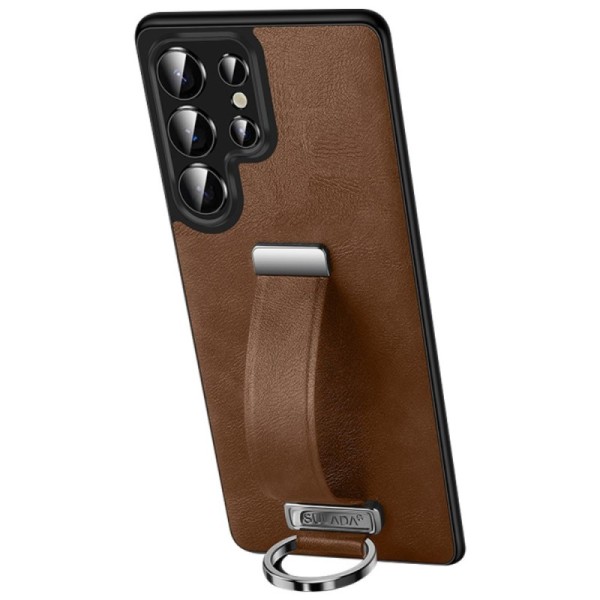 "SULADA" Leather Kickstand Case - Brown (Galaxy S25 Ultra)