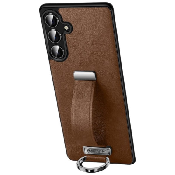 "SULADA" Leather Kickstand Case - Brown (Galaxy S25)