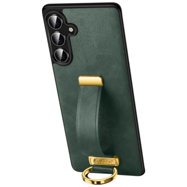 "SULADA" Leather Kickstand Case - Green (Galaxy S25)