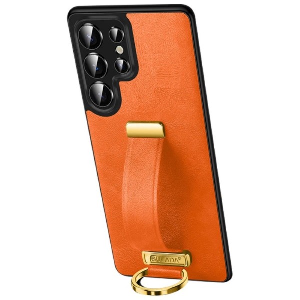 "SULADA" Leather Kickstand Case - orange (Galaxy S25 Ultra)