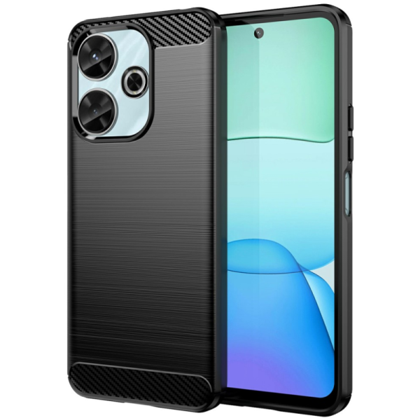 "AILES" Carbon hard silicone (TPU) case - black (Redmi 13 / Poco M6 4G / Redmi Note 13R 5G)