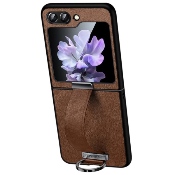 "SULADA" Leather Kickstand Case - Brown (Galaxy Flip7 FE / Flip6)