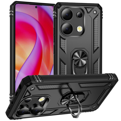 Enhanced protections "Kickstand" Xiaomi Redmi 13, Poco M6 4G, Redmi Note 13R 5G black hard silicone (TPU) and plastic case | Pri