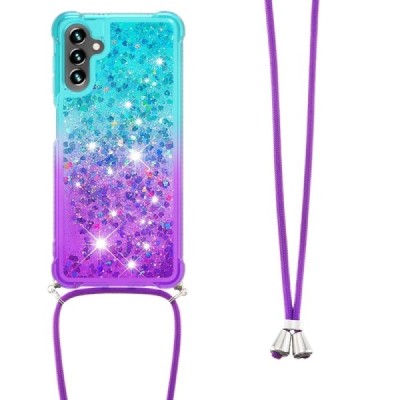 Samsung Galaxy A34 5G "Yibo" Shine Strap Hard Silicone (TPU) Case - Purple/Blue | Priedai.lt