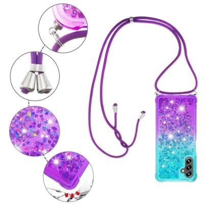 Samsung Galaxy A34 5G "Yibo" Shine Strap Hard Silicone (TPU) Case - Purple/Blue | Priedai.lt