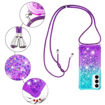 Samsung Galaxy A35 5G "Yibo" Shine Strap Hard Silicone (TPU) Case - Purple/Blue | Priedai.lt