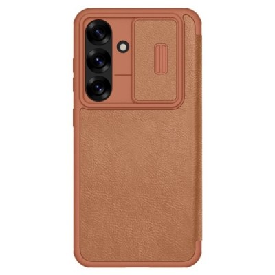"Nillkin" Qin Pro series luxury brown leather flip case for Samsung Galaxy A56 | Priedai.lt
