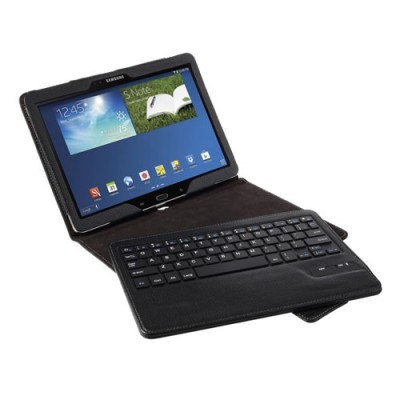 Samsung Galaxy Note 10.1 2014 P600 (P605) atverčiamas juodas odinis dėklas su bluetooth belaide klaviatūra / Priedai.lt