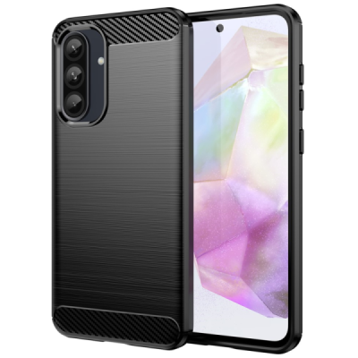 Samsung Galaxy A56 / A36 "Carbon" hard silicone (TPU) black case - cover | Priedai.lt