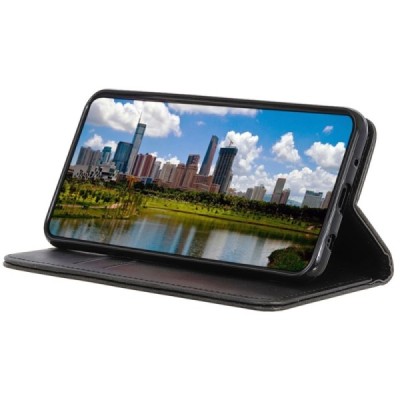 Samsung Galaxy S24 / S25 "Split" black leather flip case - book | Priedai.lt