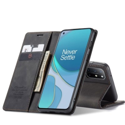 OnePlus 8T CaseMe Retro Solid Flip Case Book - Black | Priedai.lt