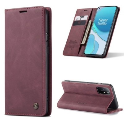 OnePlus 8T CaseMe Retro Solid Flip Case Book - Burgundy | Priedai.lt