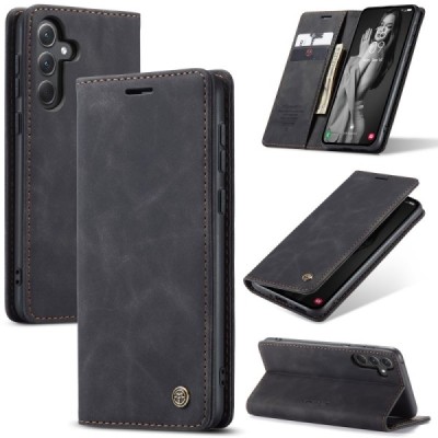Samsung Galaxy A56 CaseMe Retro Solid Flip Case Book - Black | Priedai.lt