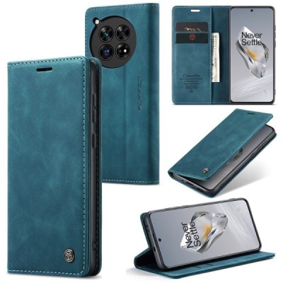OnePlus 12 CaseMe Retro Solid Flip Case Book - Green | Priedai.lt