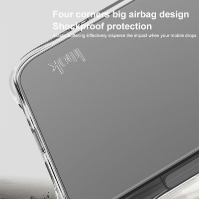 OnePlus 13 "Imak" reinforced protection hard silicone TPU airbag clear, grey case - back | Priedai.lt