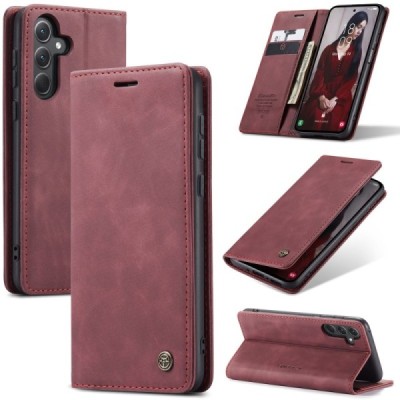 Samsung Galaxy A36 CaseMe Retro Solid Flip Case Book - Burgundy | Priedai.lt