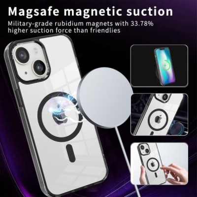 "Tubi" MagSafe Apple iPhone 15 Plus clear (transparent) hard silicone TPU case back cover | Priedai.lt