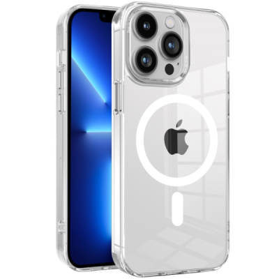 "Tubi" MagSafe Apple iPhone 15 Pro clear (transparent) hard silicone TPU case back cover | Priedai.lt