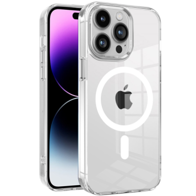 "Tubi" MagSafe Apple iPhone 15 Pro Max clear (transparent) hard silicone TPU case back cover | Priedai.lt