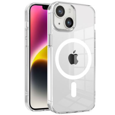 "Tubi" MagSafe Apple iPhone 14 Plus clear (transparent) hard silicone TPU case back cover | Priedai.lt