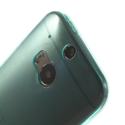HTC One M8 skaidrus (permatomas) kieto silikono TPU ploniausias pasaulyje šviesiai mėlynas dėklas / Priedai.lt