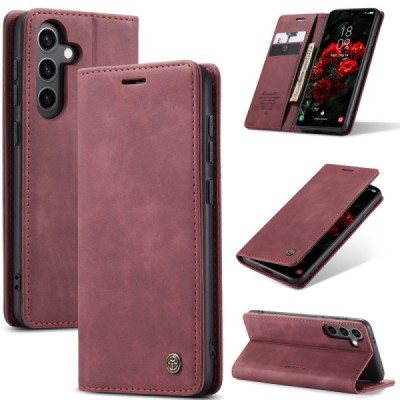 Samsung Galaxy S24 / S25 CaseMe Retro Solid Flip Case Book - Burgundy | Priedai.lt