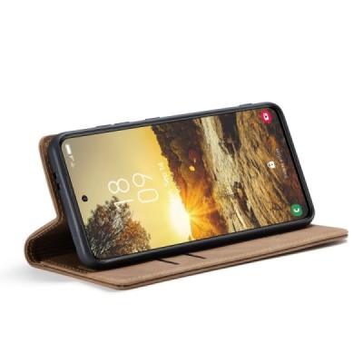 Samsung Galaxy S24 / S25 CaseMe Retro Solid Flip Case Book - Light Brown | Priedai.lt