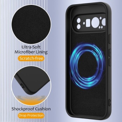 Google Pixel 9 Pro "Shell" MagSafe Hard Silicone TPU Black  Case Cover - Back | Priedai.lt