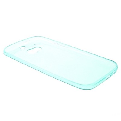 HTC One M8 skaidrus (permatomas) kieto silikono TPU ploniausias pasaulyje šviesiai mėlynas dėklas / Priedai.lt