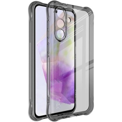 Samsung Galaxy A56 "Imak" reinforced protection hard silicone TPU airbag clear, grey case - back | Priedai.lt