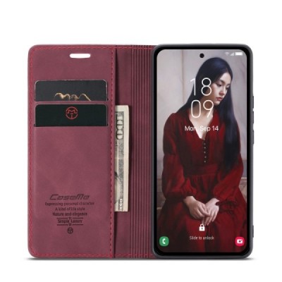 Samsung Galaxy A56 CaseMe Retro Solid Flip Case Book - Burgundy | Priedai.lt