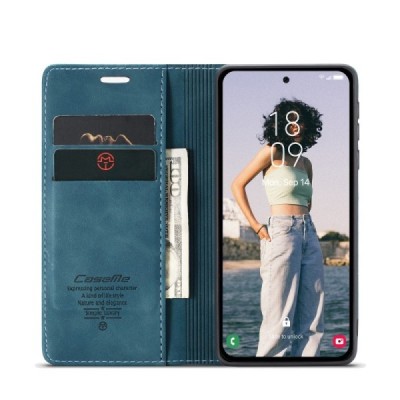 Samsung Galaxy A56 CaseMe Retro Solid Flip Case Book - Green | Priedai.lt