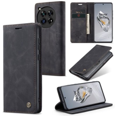 OnePlus 12 CaseMe Retro Solid Flip Case Book - Black | Priedai.lt