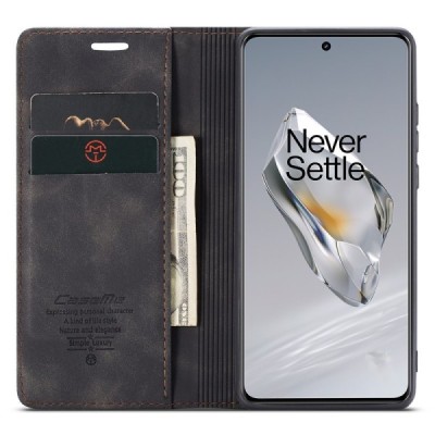 OnePlus 12 CaseMe Retro Solid Flip Case Book - Black | Priedai.lt