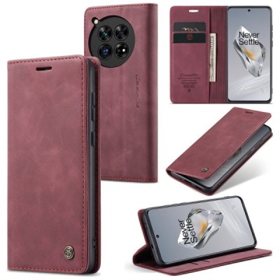 OnePlus 12 CaseMe Retro Solid Flip Case Book - Burgundy | Priedai.lt